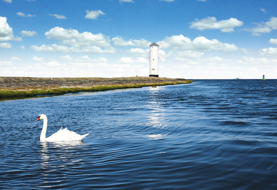 Besuchen Sie unbedingt das Wahrzeichen der Stadt – den Leuchtturm Mühlenbake.