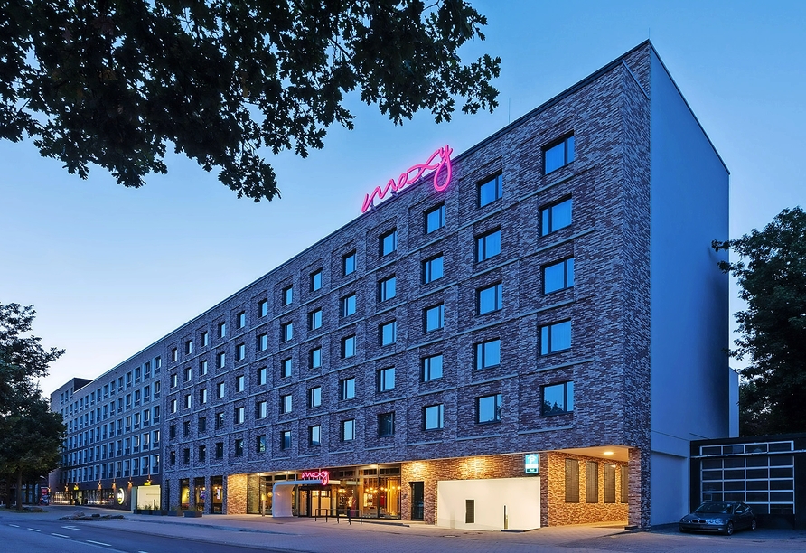 Außenansicht des Hotels Moxy Hamburg City