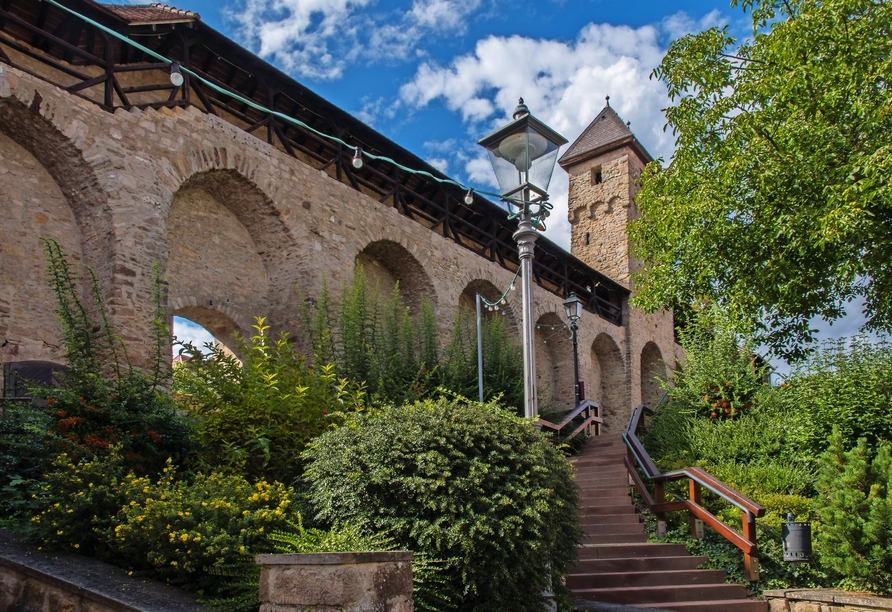 Überreste der einstigen Stadtmauer zieren das Bild von Kirchheimbolanden.