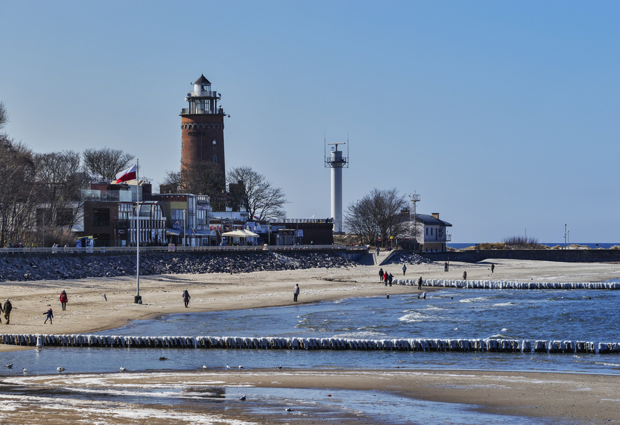 Auch in der kalten Jahreszeit sind Kolberg und der Ostseestrand einen Besuch wert.