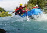 Beim Rafting im Ötztaltreffen Abkühlung und jede Menge Spaß aufeinander.