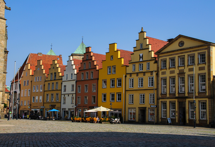 Bunte Bürgerhäuser rund um den Marktplatz von Osnabrück