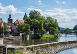 Blick auf Hameln und die Weser