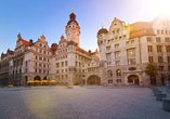 Auf dem hübschen Burgplatz befindet sich auch das Neue Rathaus.