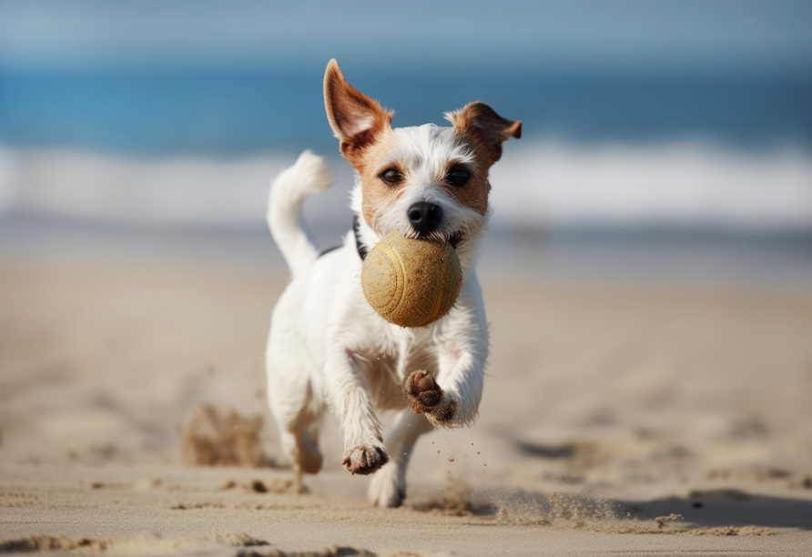 Auch Ihr Hund wird am Strand in Koserow viel Spaß haben.