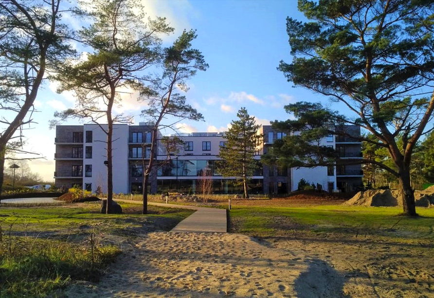 Blick auf das Hotel vom Strand aus