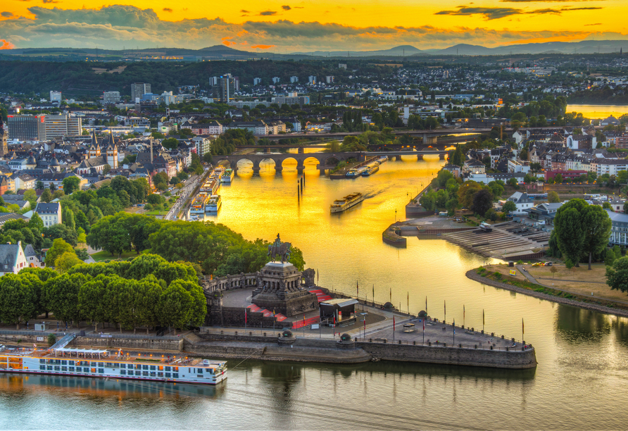 Blick auf das Deutsche Eck in Koblenz