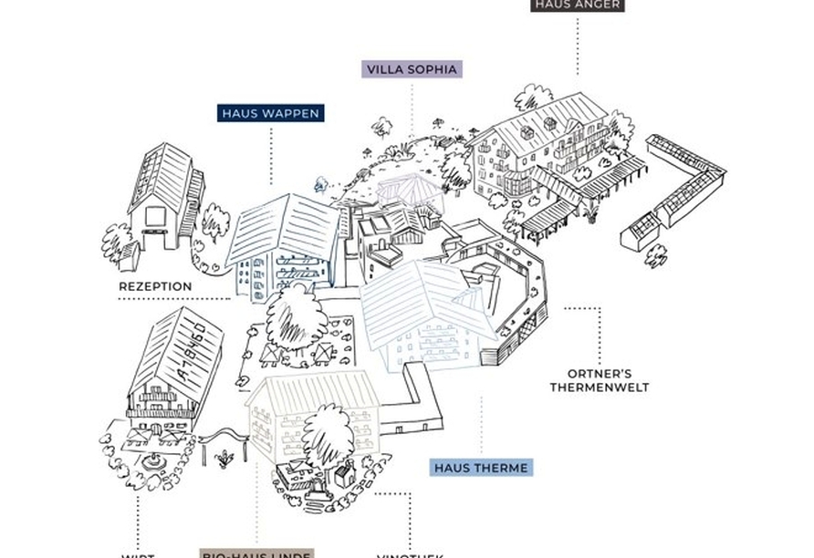 Verschaffen Sie sich einen Überblick über das Resort mithilfe des Resortplans.