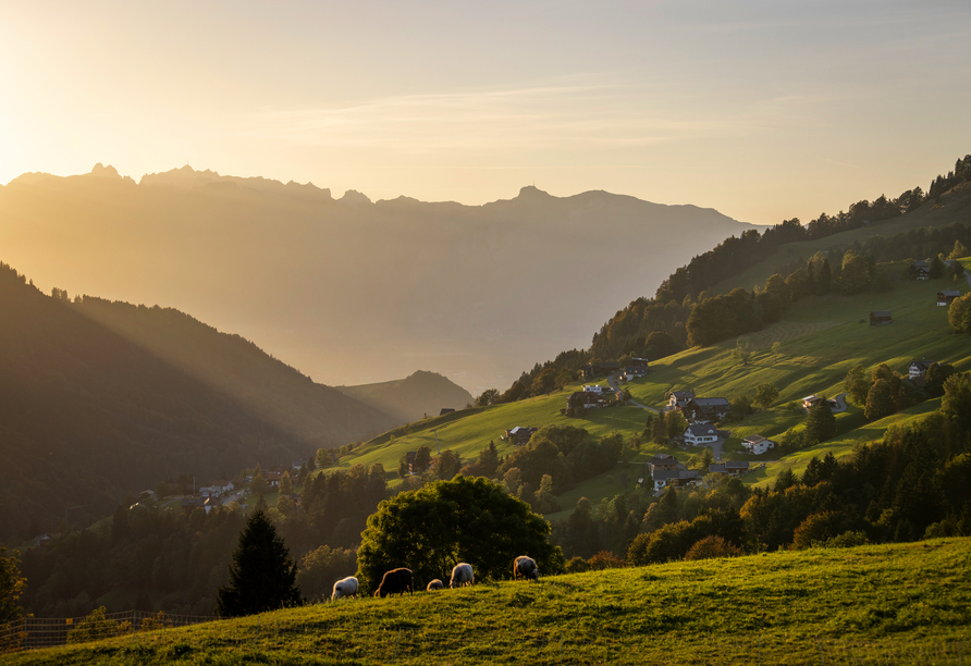 Dieses traumhafte Panorama können Sie von Ihrem JUFA Hotel Laterns aus genießen!